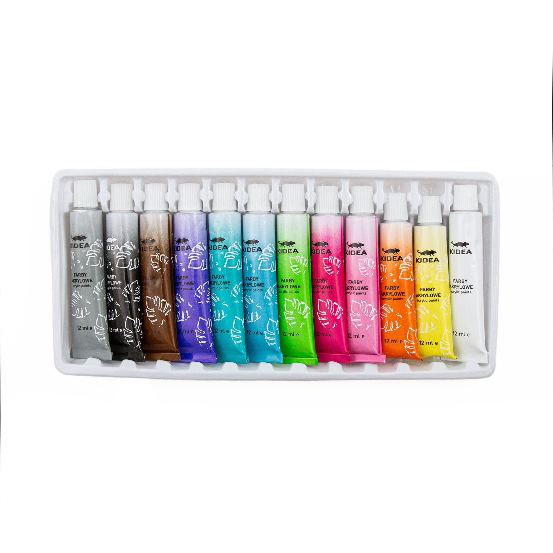 Farby akrylowe neonowe 12ml 12kol Kidea FAAN12KA Derform